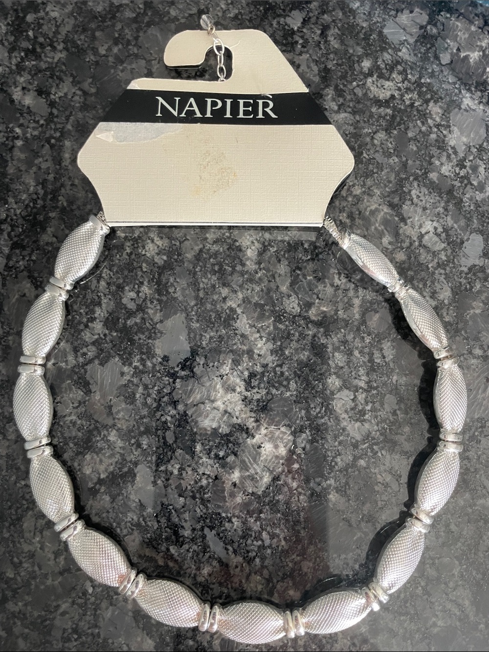 Napier Silver Textured Link Collar Necklace